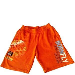 Born Fly Orange Boys Kids Shorts Sz Large Streetwear Boarding Skater